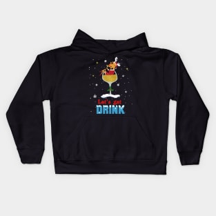 Reindeer Drink Wine Christmas Kids Hoodie